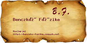Benczkó Füzike névjegykártya